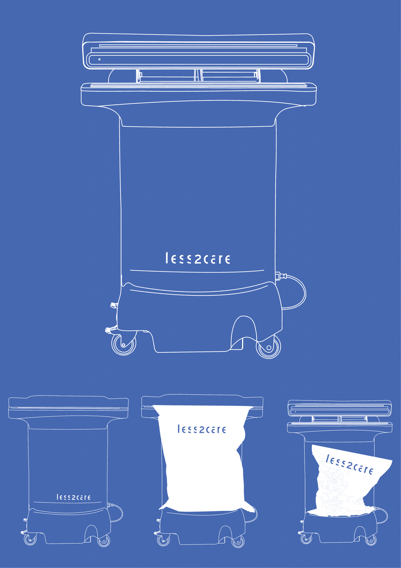 Less2Care Trashbin Technical Illustrations - User Manual Design Services by Waypager
