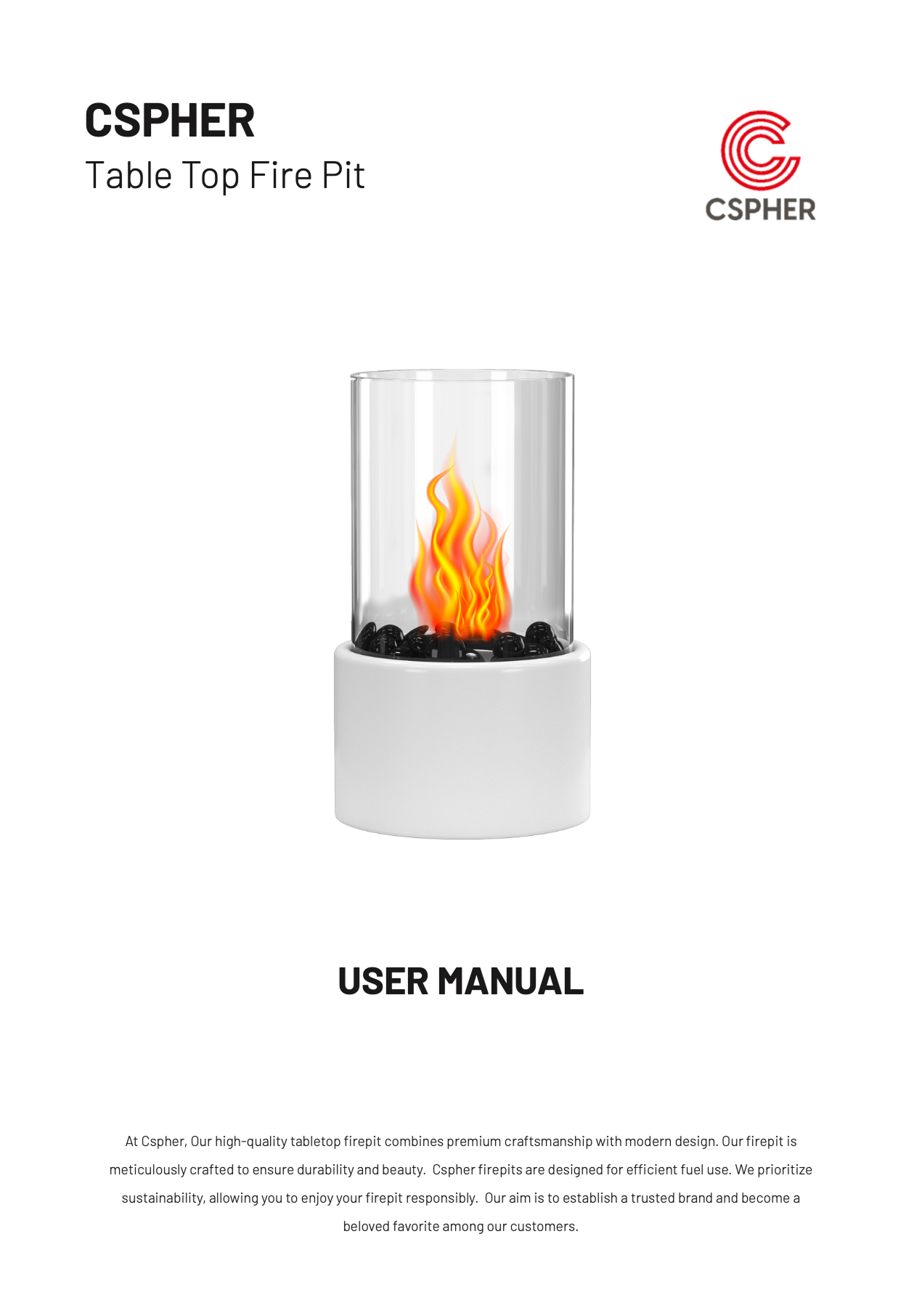 User Manual Design - C-Spher Bio-Ethanol Fireplace user guide by Waypager